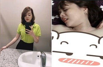 Linda garotinha vietnamita Selfie faz suco pulverizado branco
