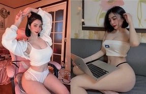 Tiktoker quente com pernas longas e corpo sexy