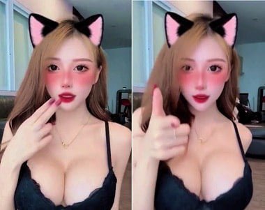 O cabelo loiro ngoc huyen gosta de tirar uma selfie à mão